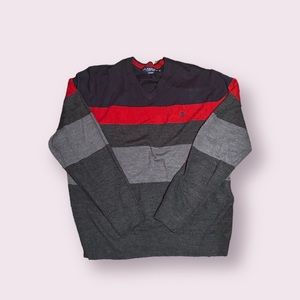 Y2K US Polo Assn. Striped Pullover V Neck Sweater
